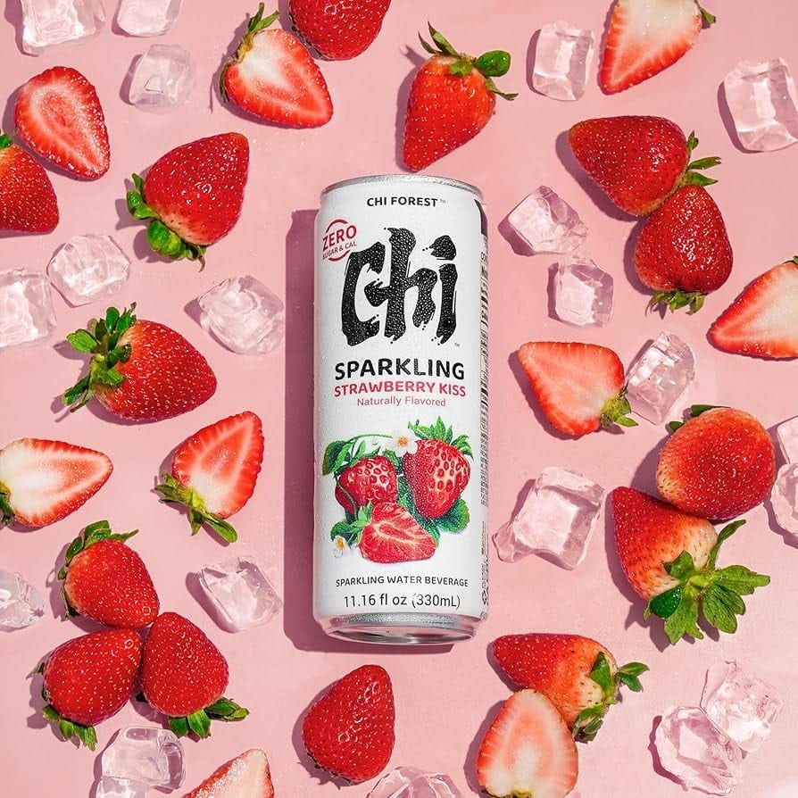 Chi Forest Strawberry Sparkling Water.